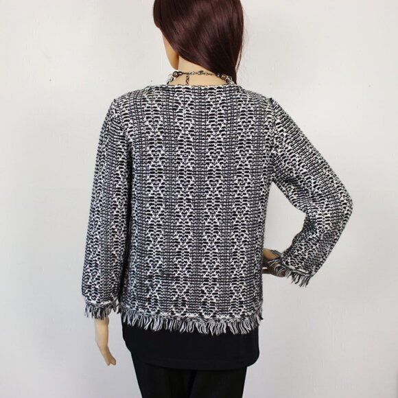 Lineamaglia Italian Wool Alpaca Blend Fringe Cardigan Small - Picture 6 of 10